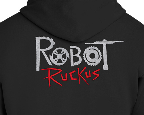 Robot Ruckus Black Hoodie Embroidery