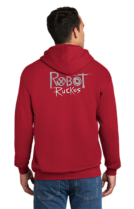 Robot Ruckus Red Hoodie Back Photo